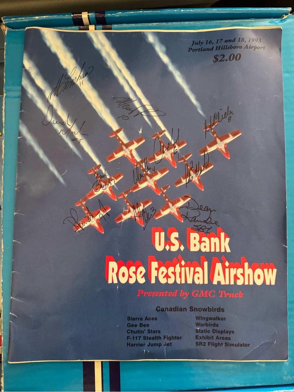 VINTAGE U.S. Bank Rose Festival Airshow Programs SIGNED - Bold Red & Blue Cover